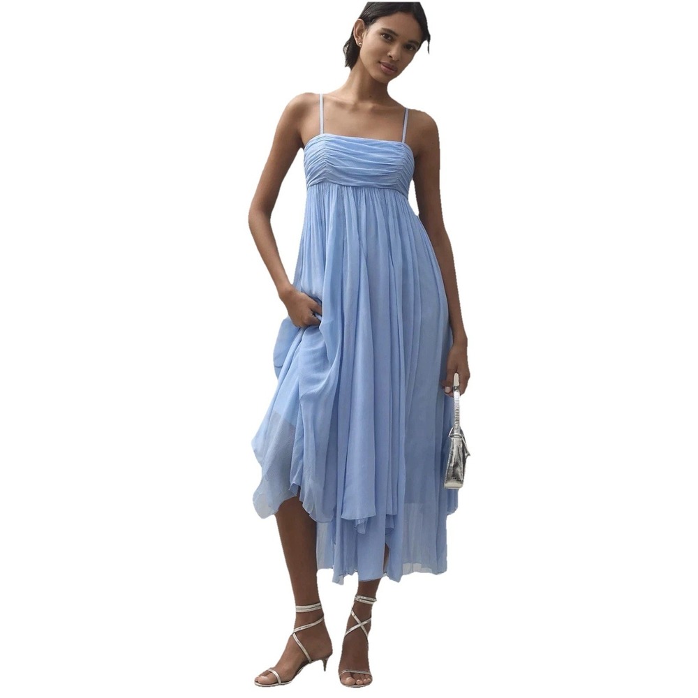 Anthropologie BHLDN Lola Sleeveless Chiffon Ethereal Midi Hankerch Hem Sz XS - Picture 1 of 9